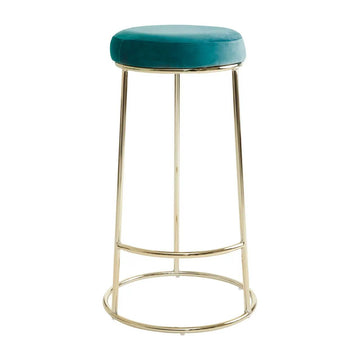 6Pcs Chicago Tall Green Velvet & Gold Bar Stools