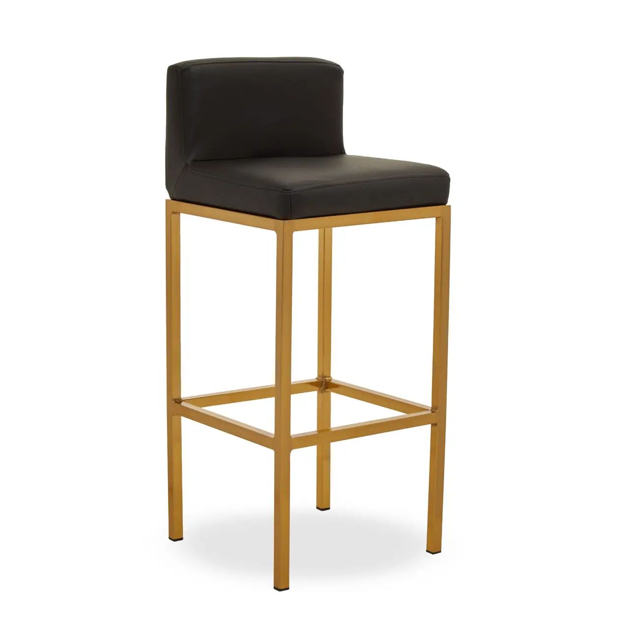 Waina Black Faux Leather & Gold Finish Bar Chair