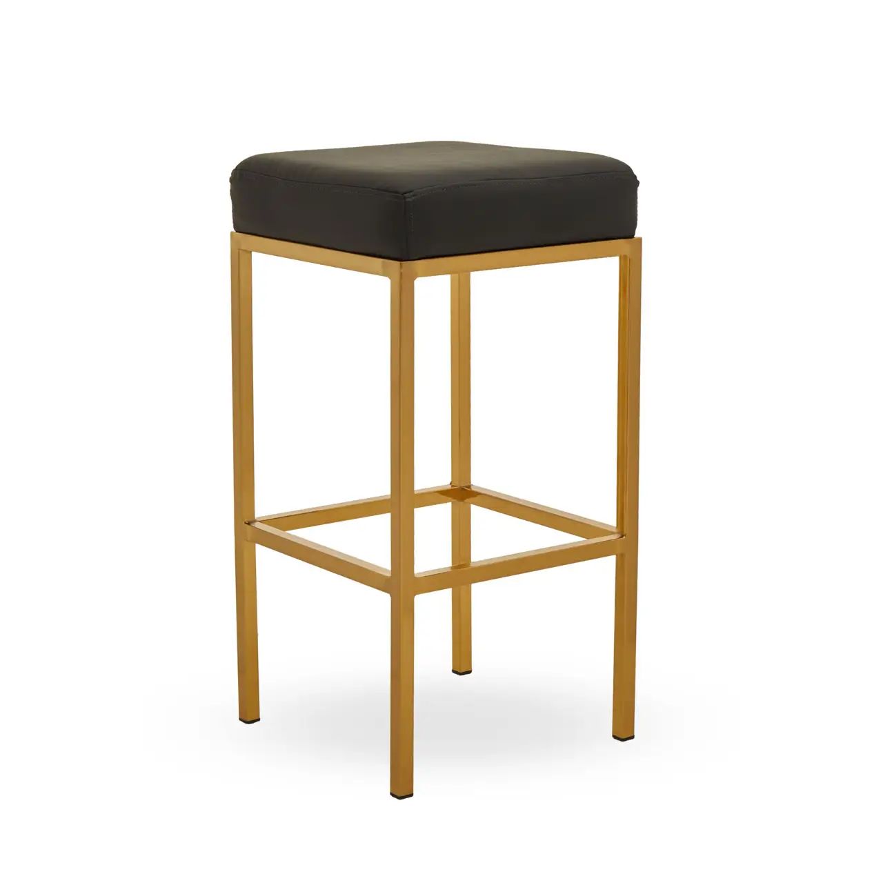 Waina Black Faux Leather & Gold Finish Bar Stool