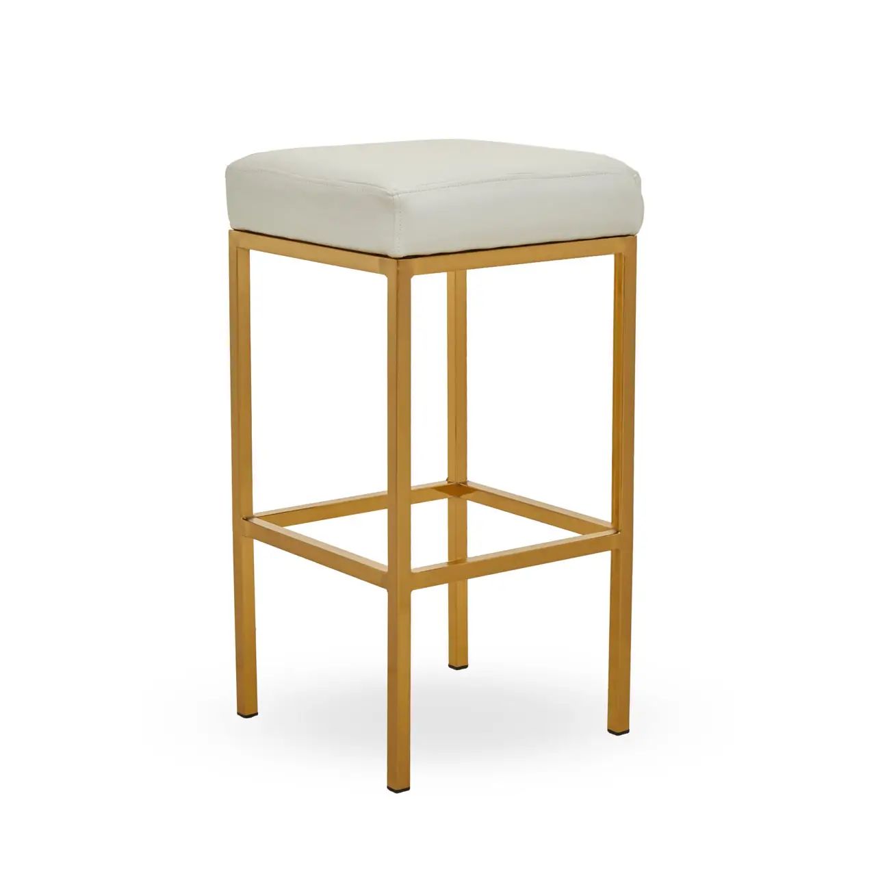 Waina White Faux Leather & Gold Finish Bar Stool