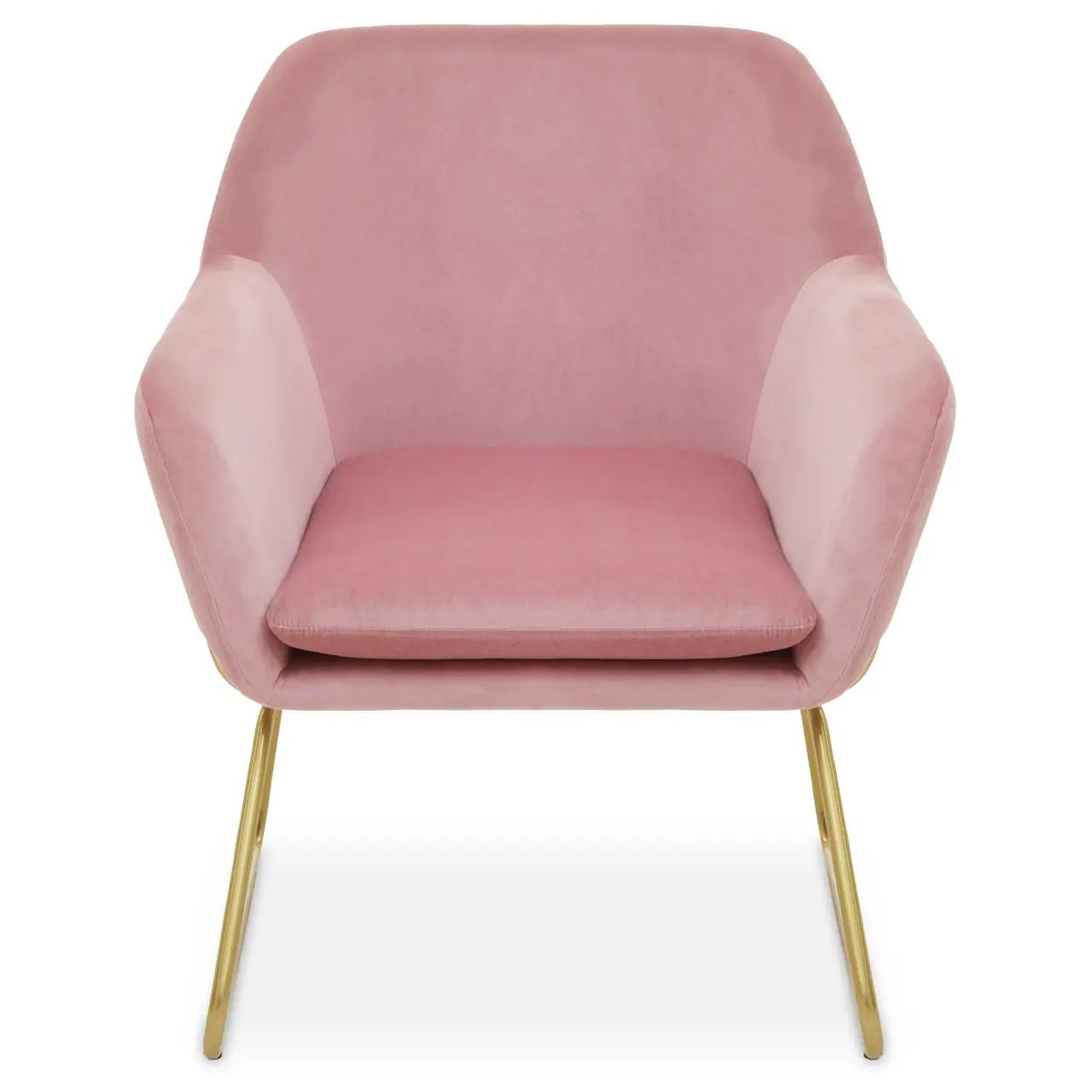 Xavier Pink Velvet & Brushed Gold Armchair