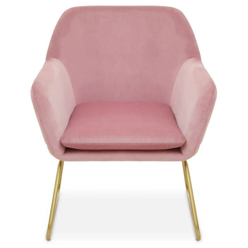 Xavier Pink Velvet & Brushed Gold Armchair