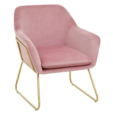 2Pcs Xavier Pink Velvet & Brushed Gold Armchairs