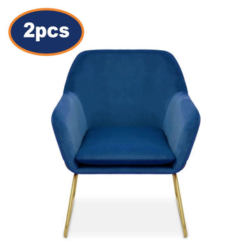 2Pcs Xavier Midnight Velvet & Brushed Gold Armchairs