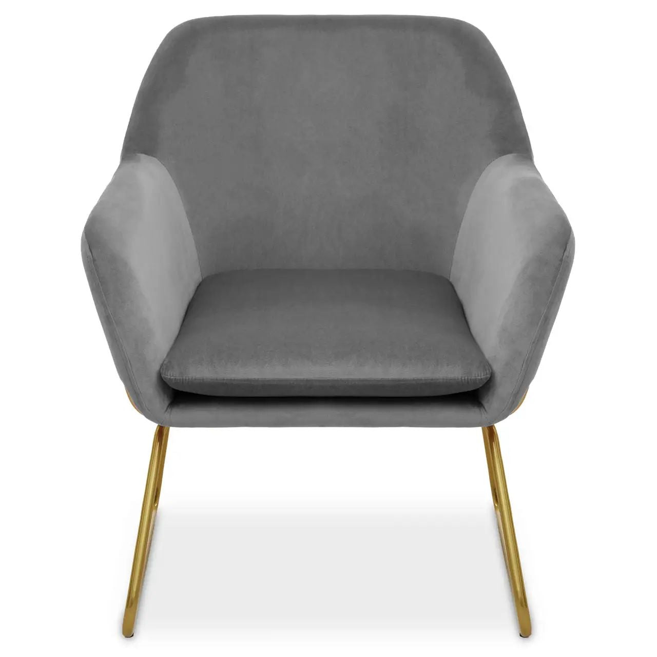 Xavier Grey Velvet & Gold Powder Armchair