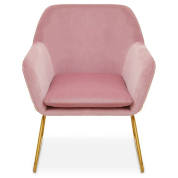 2Pcs Xavier Pink Velvet & Gold Powder Armchairs