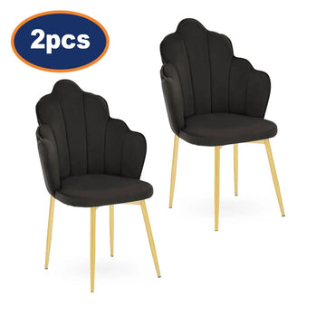 2Pcs Rian Black Velvet & Gold Dining Chairs