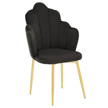 2Pcs Rian Black Velvet & Gold Dining Chairs