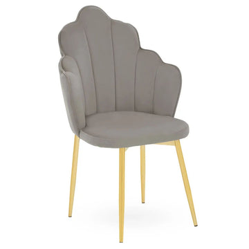 2Pcs Rian Grey Velvet & Gold Dining Chairs