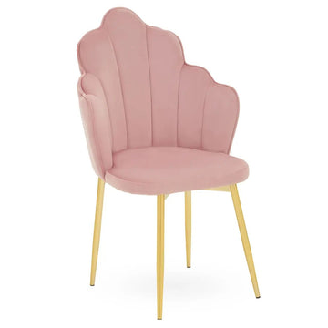 2Pcs Rian Pink Velvet & Gold Dining Chairs