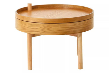 Viora Natural Round Wooden Revolving Top Side Table