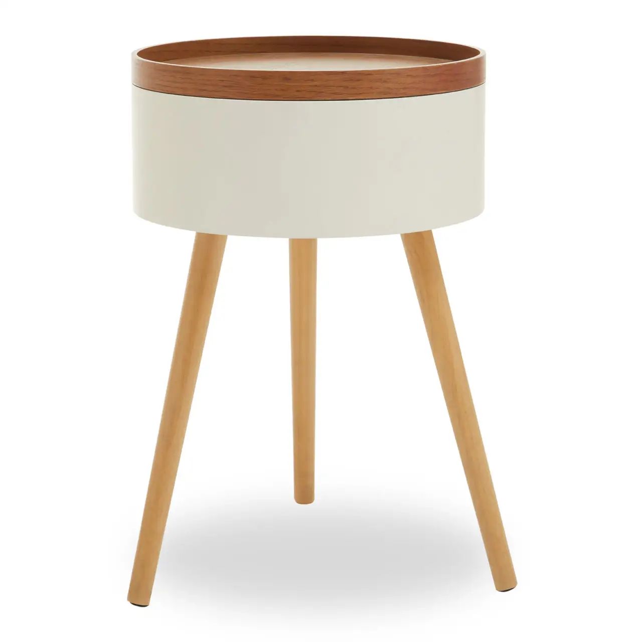 Viora White & Natural Storage Side Table