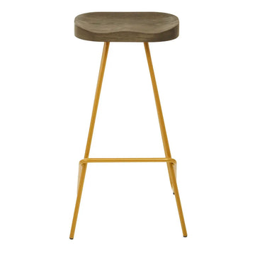 2Pcs Zonis Elm Wood Metal Legs Bar Stools