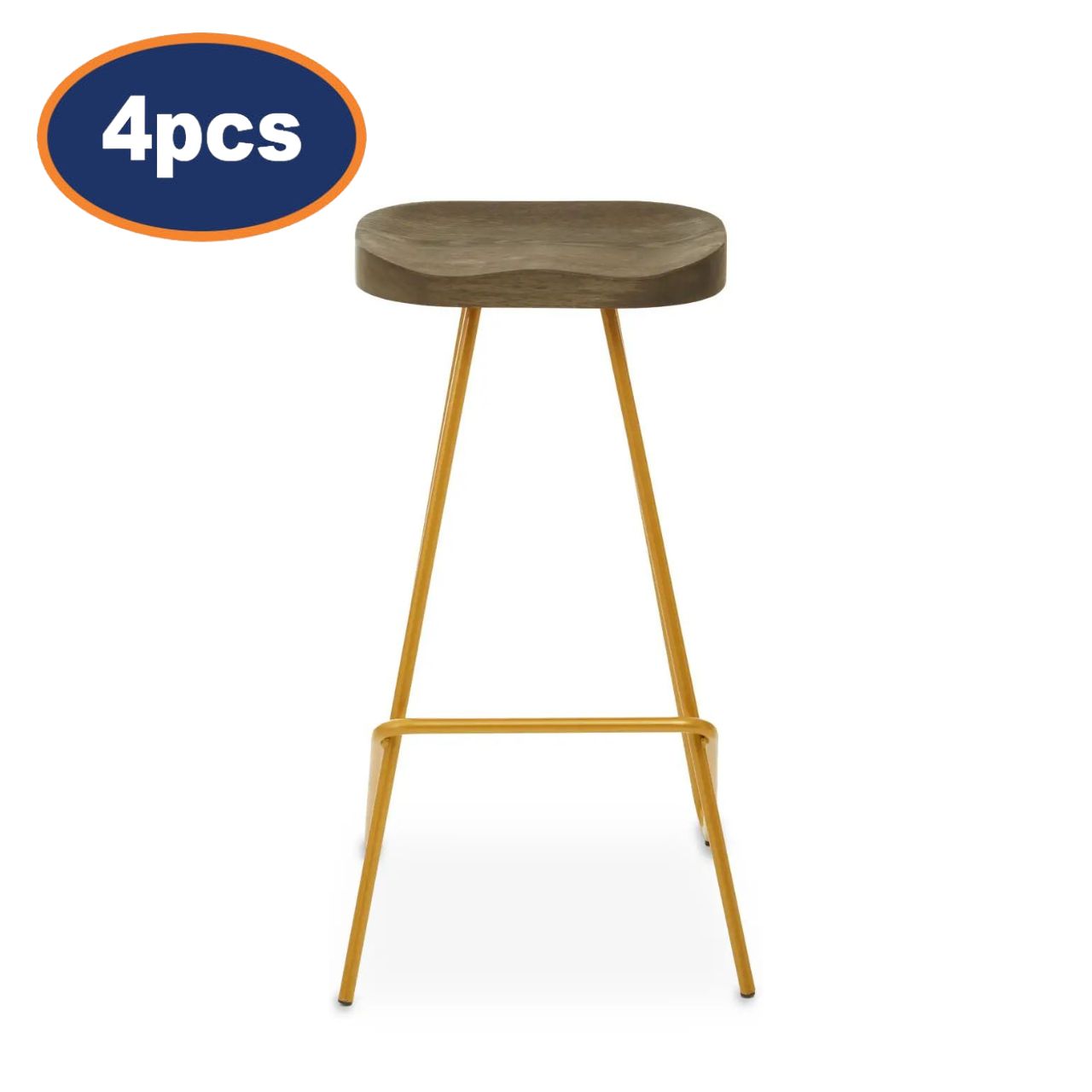 4Pcs Zonis Elm Wood Metal Legs Bar Stools