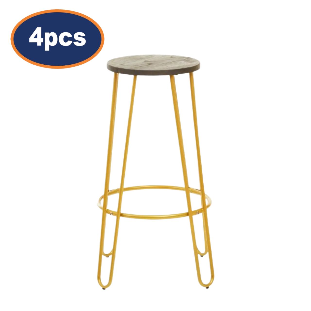 4Pcs Zonis Gold Finish Metal Frame Bar Stools