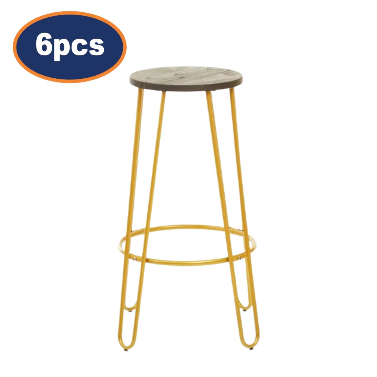 6Pcs Zonis Gold Finish Metal Frame Bar Stools