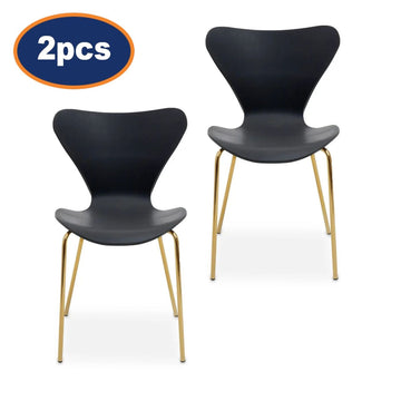 2Pcs Maila Black & Gold Dining Chairs