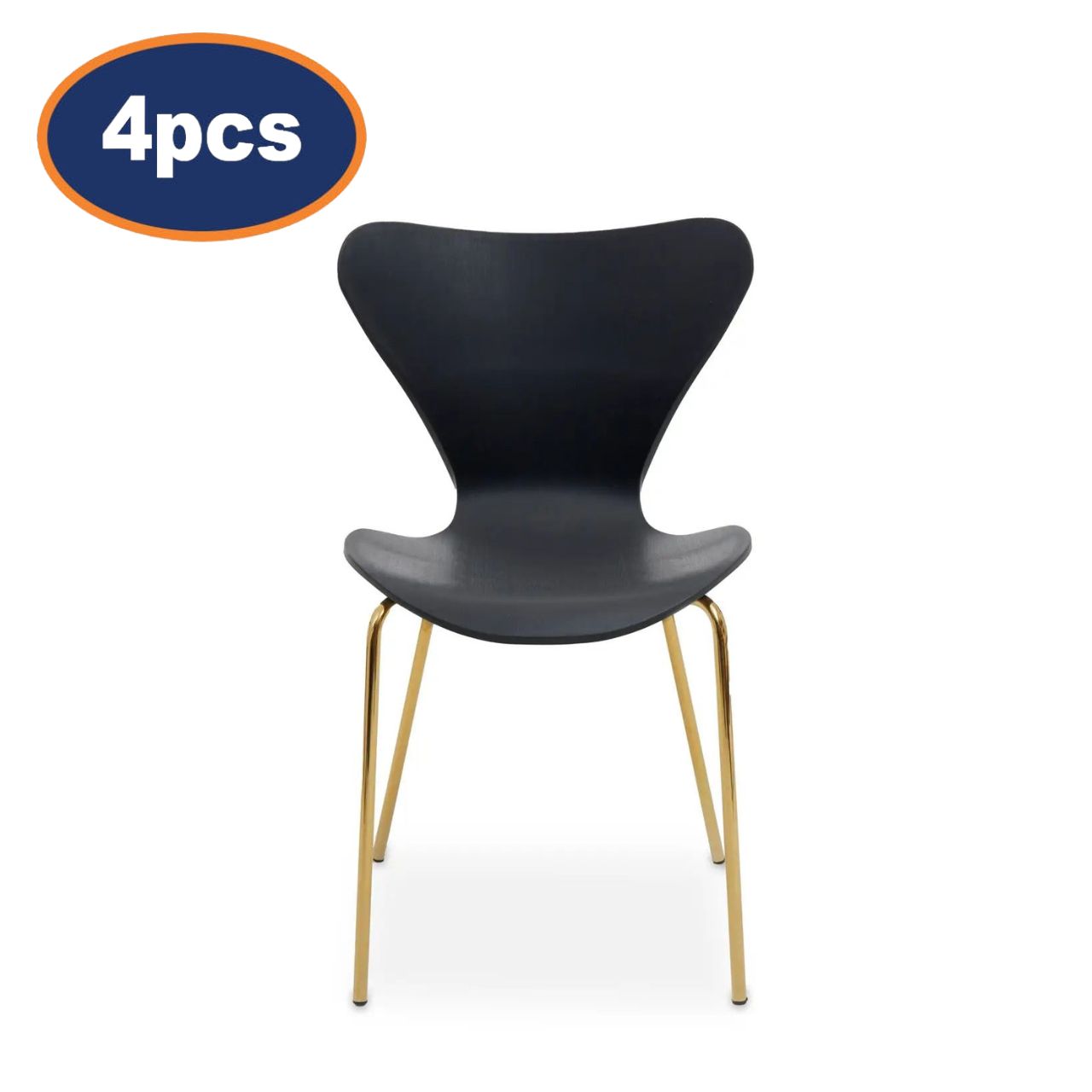 4Pcs Maila Black & Gold Dining Chairs