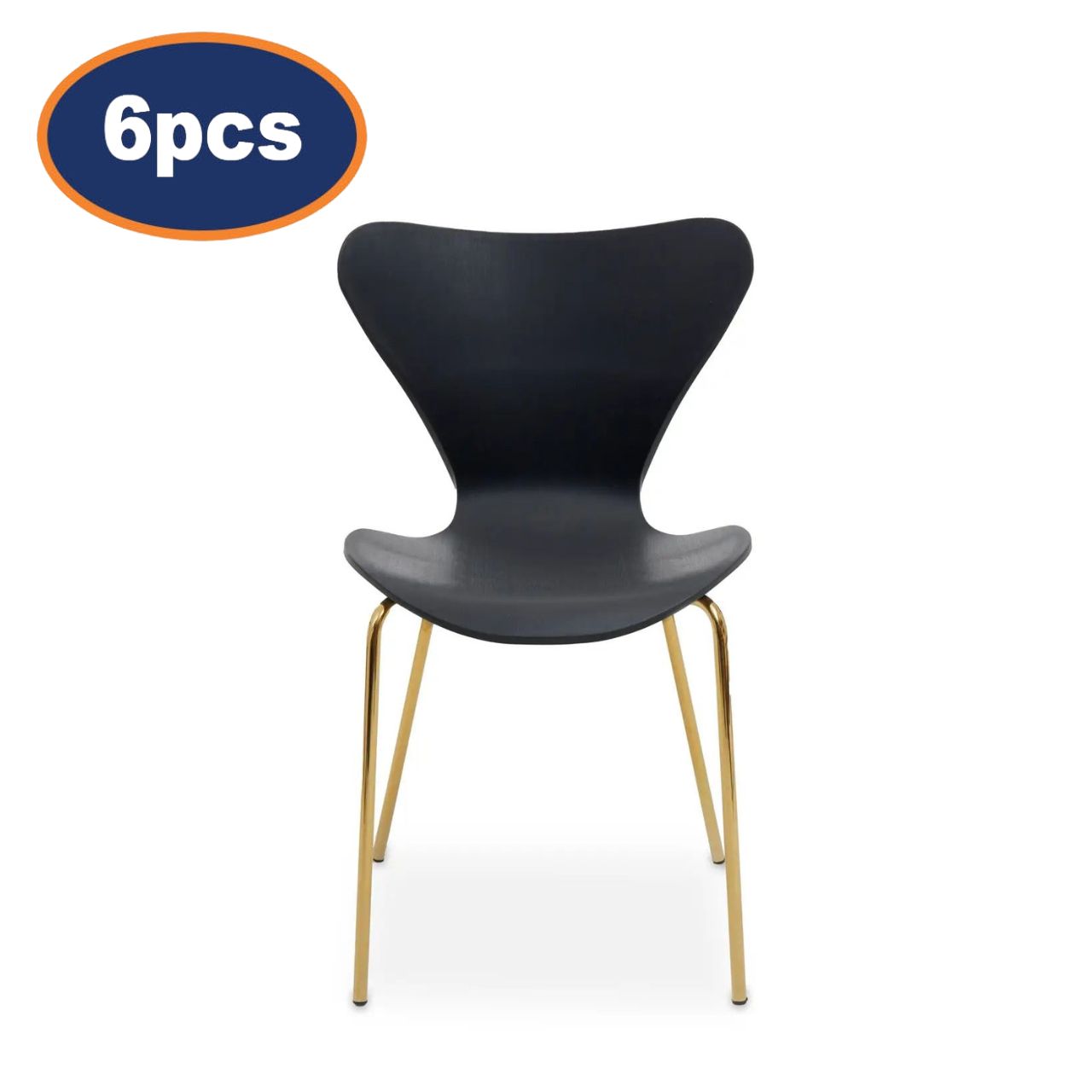 6Pcs Maila Black & Gold Dining Chairs