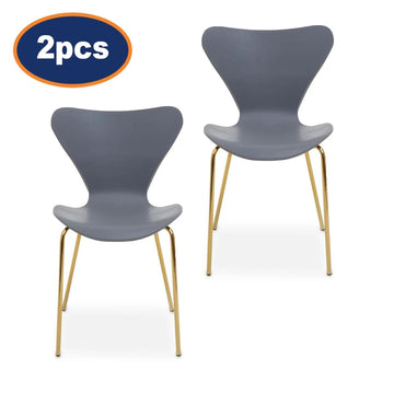 2Pcs Maila Grey & Gold Dining Chairs