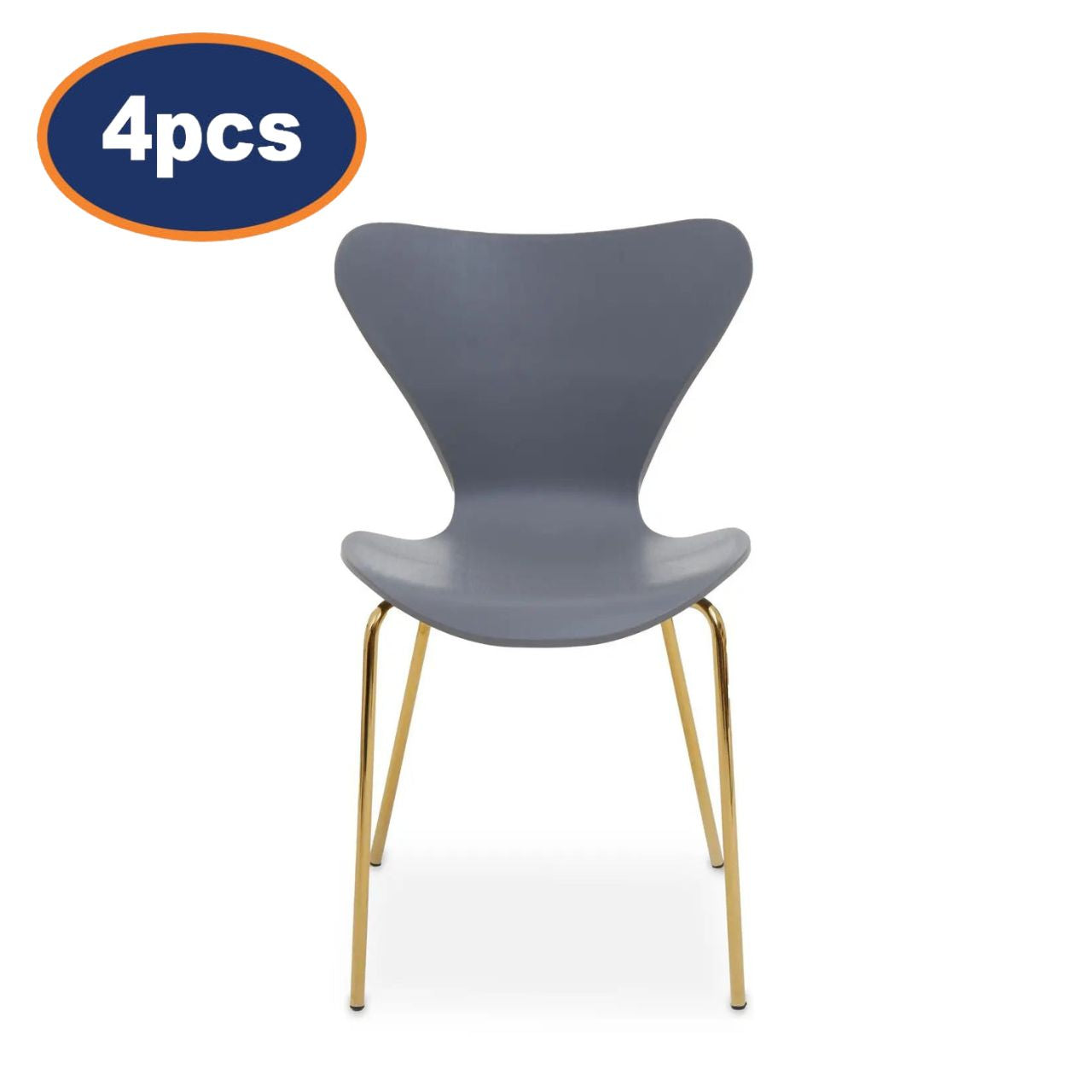 4Pcs Maila Grey & Gold Dining Chairs