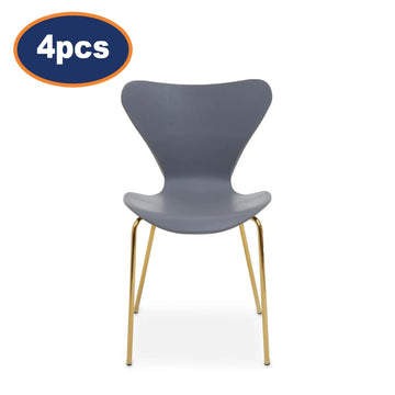 4Pcs Maila Grey & Gold Dining Chairs