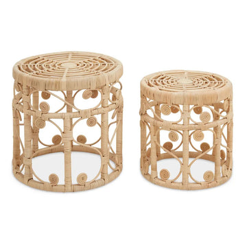Marattan Set of 2 Rattan Stools