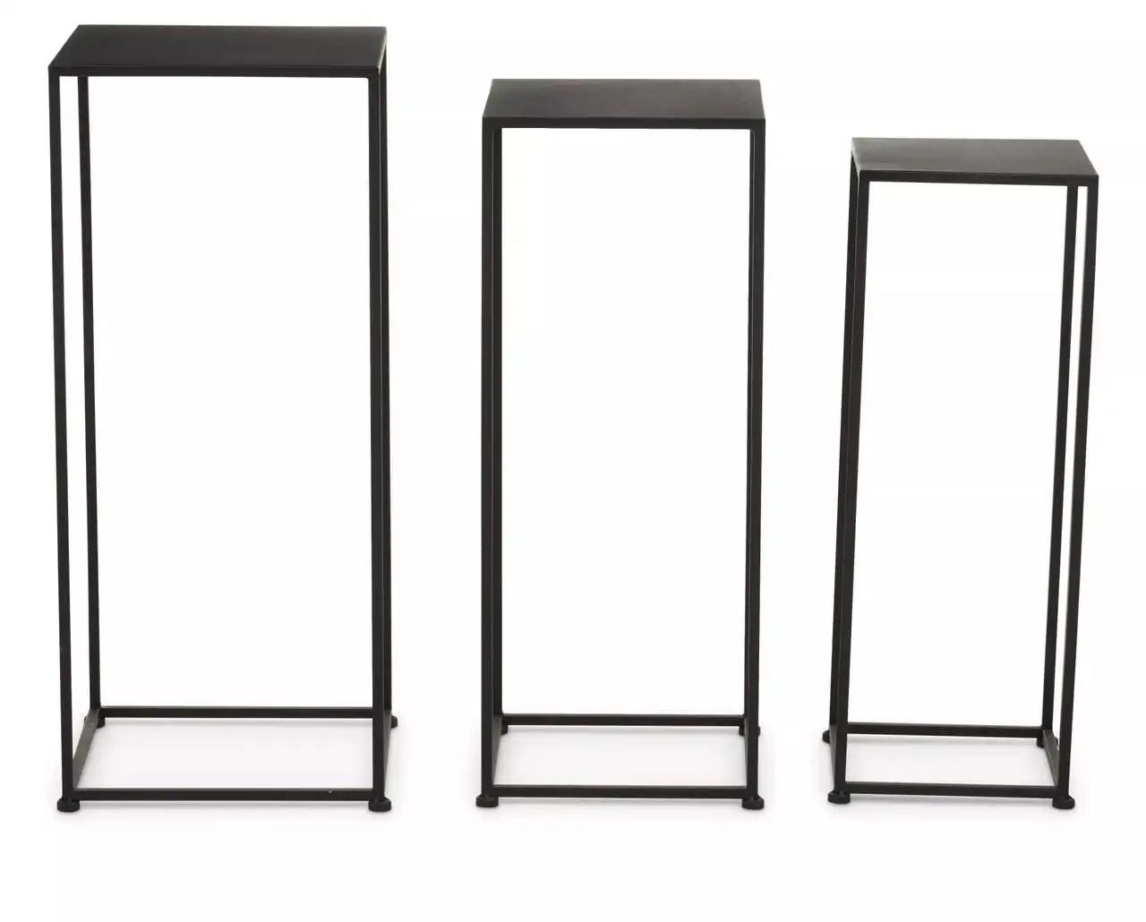 Azento 3Pc Black Square Plant Stand Set