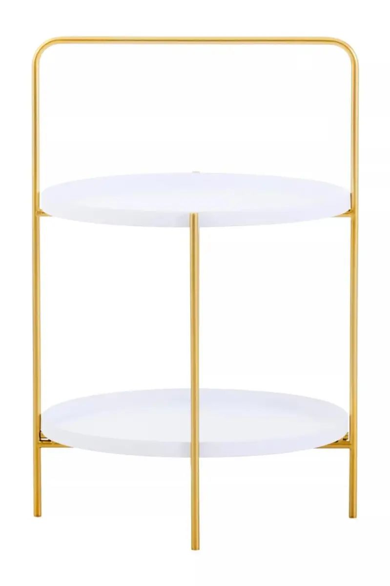 Trista 2 Tier White & Gold Side Table