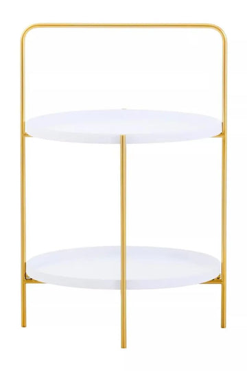 Trista 2 Tier White & Gold Side Table