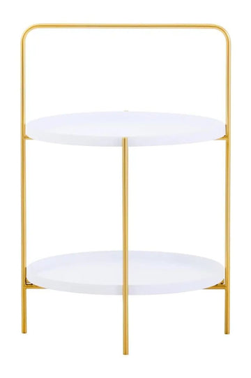 Trista 2 Tier White & Gold Side Table