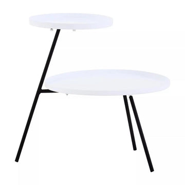Trista White & Black 2 Shelf Side Table