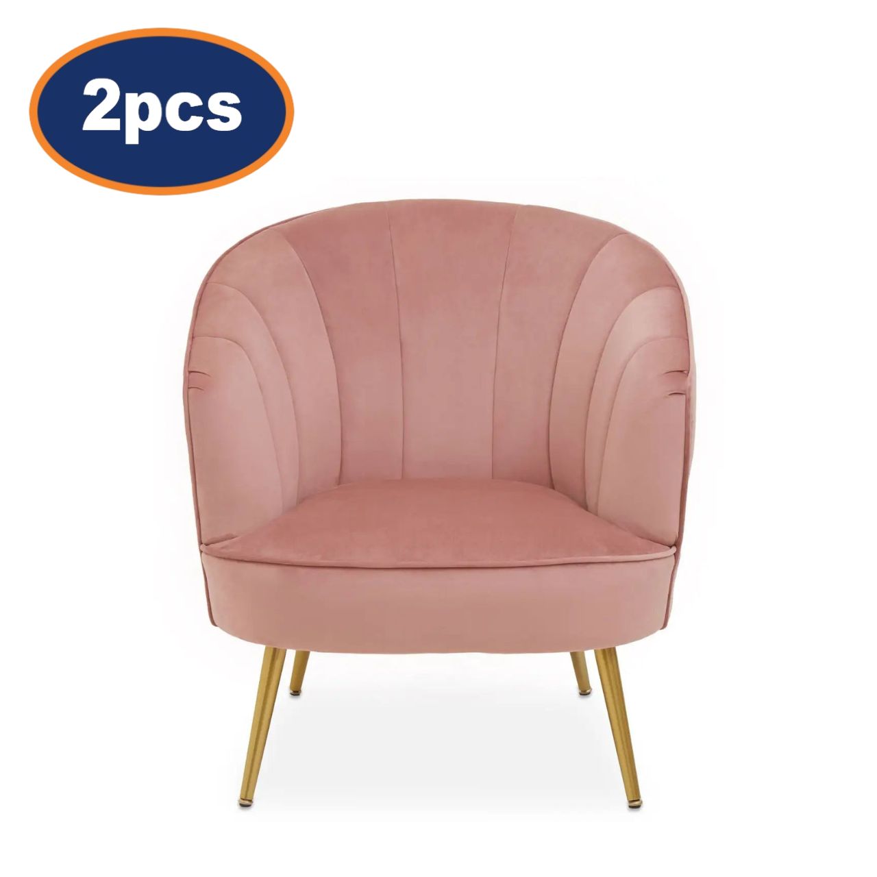 2Pcs Miranda Pink Velvet & Gold Chairs