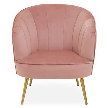 2Pcs Miranda Pink Velvet & Gold Chairs