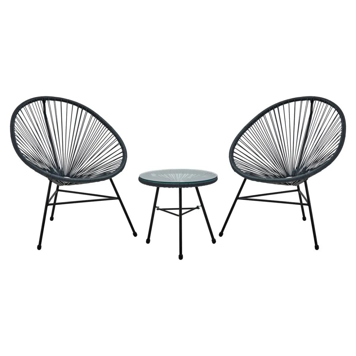 Miamont Grey Rattan 3 Piece Patio Garden Furniture Set