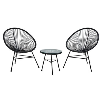 Miamont Black Rattan 3 Piece Patio Garden Furniture Set