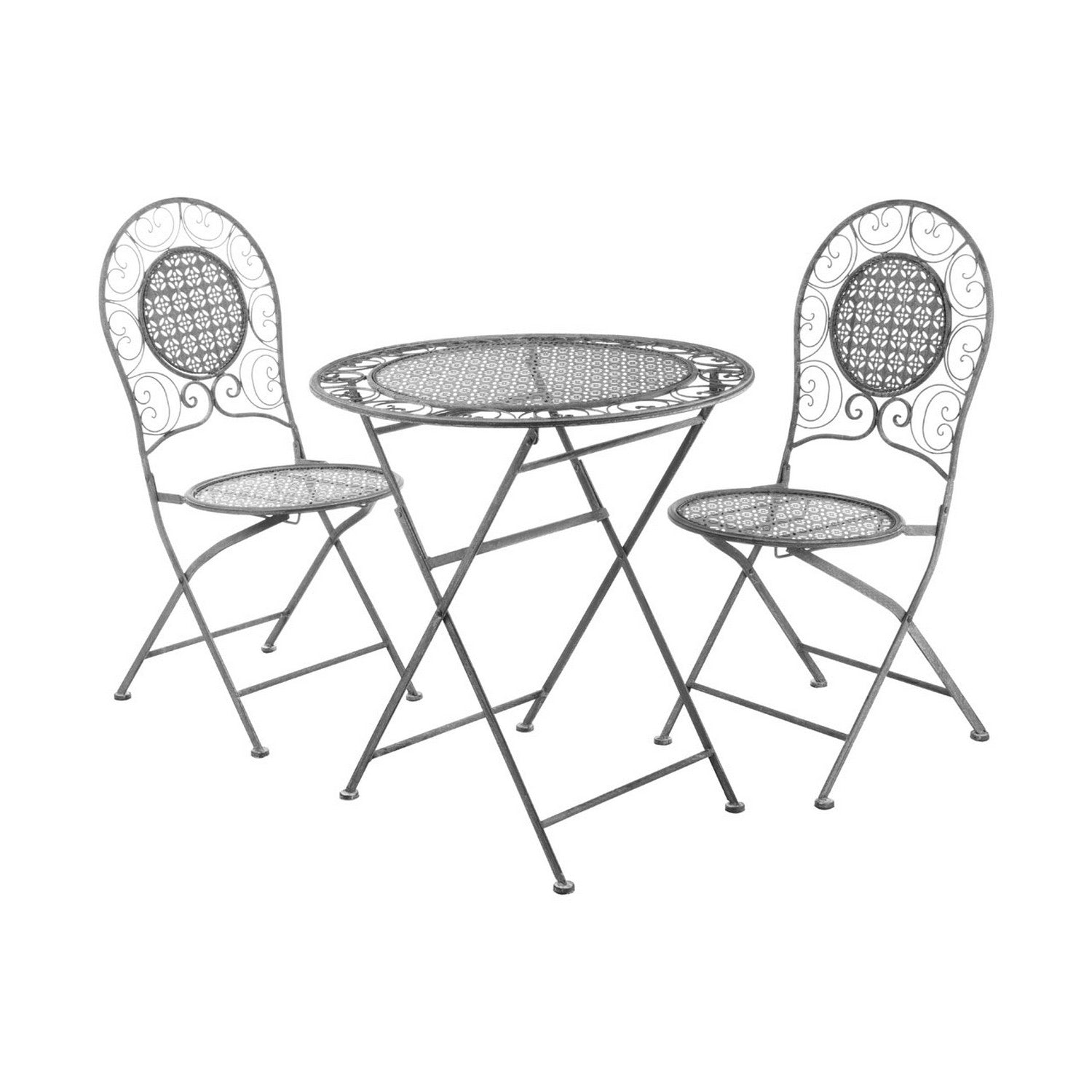 3pc Jardin  Grey Table & 2 Chairs Set