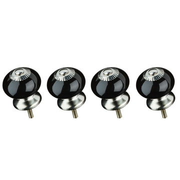 Set Of 4 Vintage Black Ceramic Pull Knobs