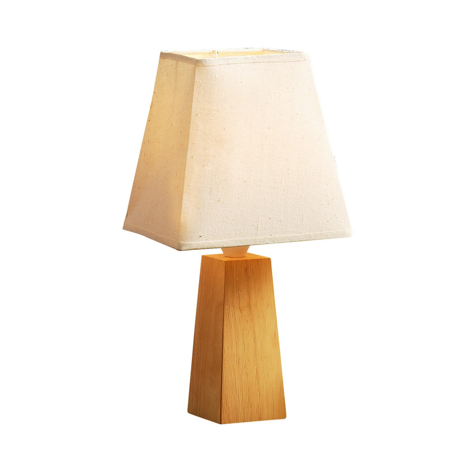 Hevea Rubber Wood Square Cone Table Lamp