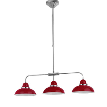 3-Bulb Red Pendant Light