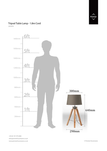 Nelson Natural Wood Tripod Table Lamp