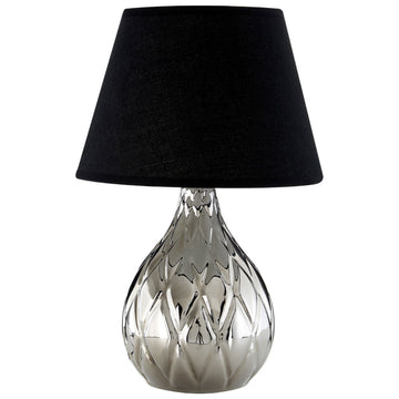 Silver Hannah   Black Shade Table Lamp