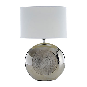 Holly Silver Ceramic White Shade Table Lamp