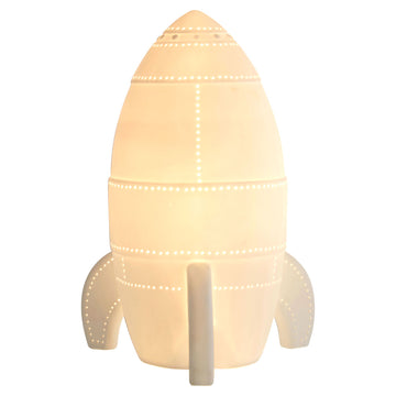 Kids White Porcelain Rocket Night Light