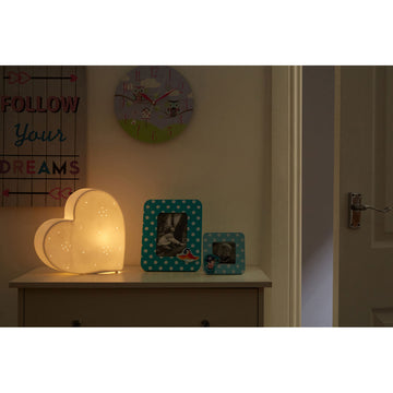 White Heart  Ceramic LED Night  Lamp for Kids
