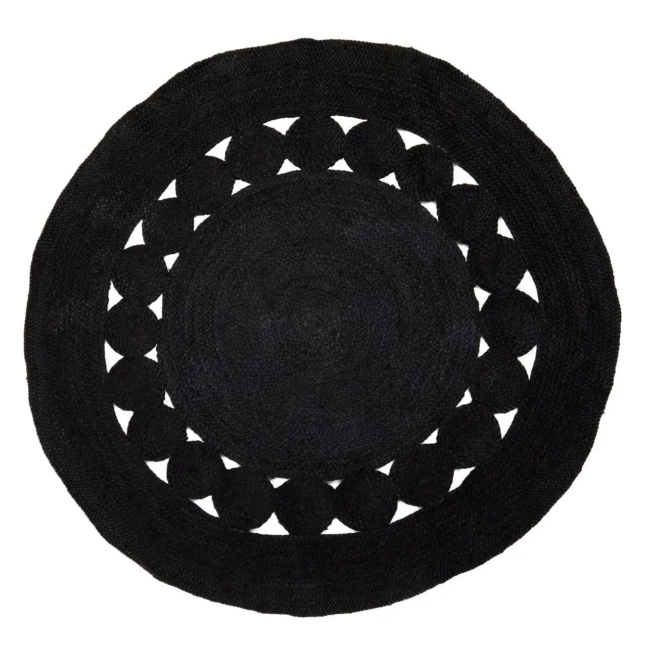 Bosin Demir Black Round Jute Rug