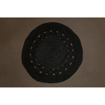 Bosin Demir Black Round Jute Rug