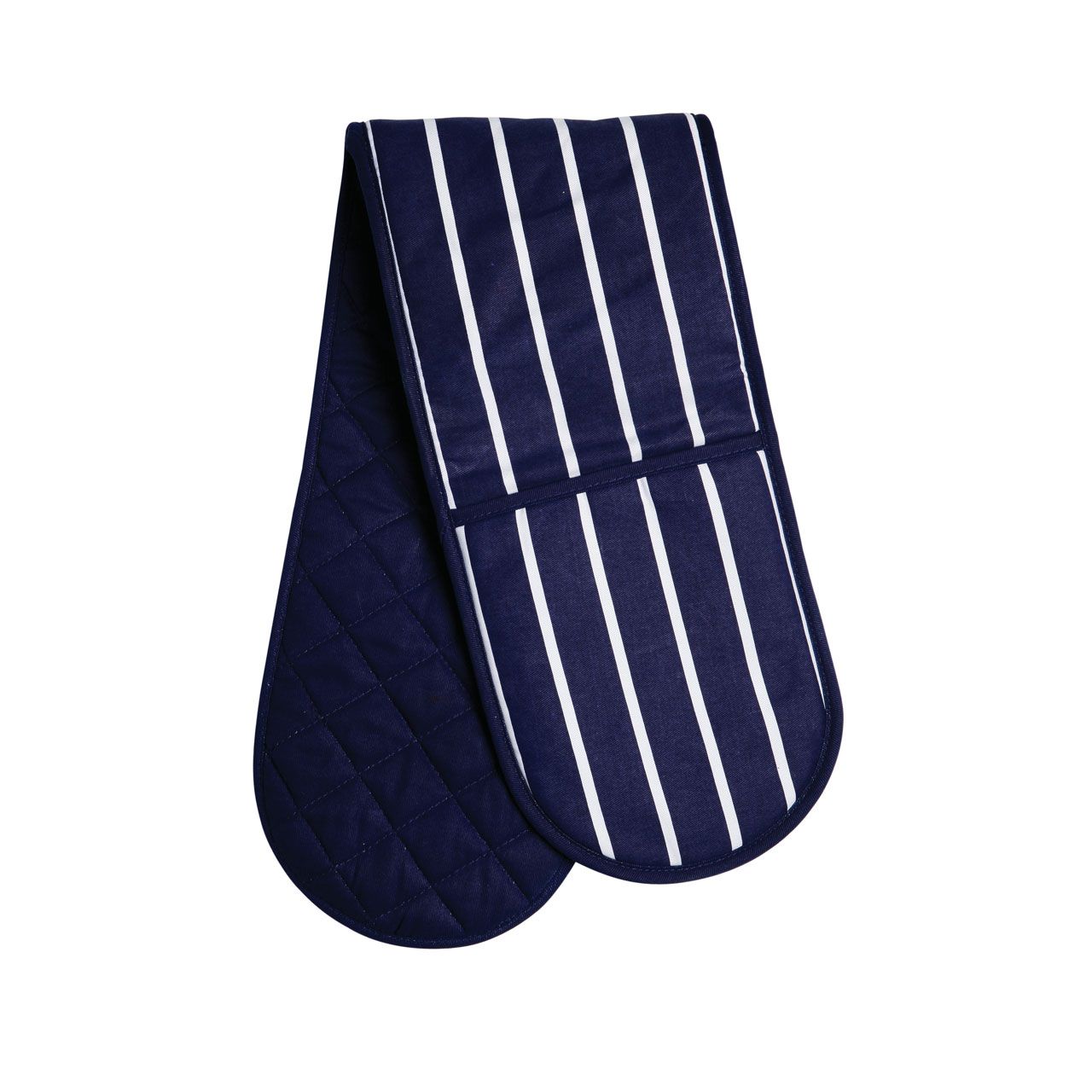 Navy Butcher Stripe Double Oven Glove Mitt