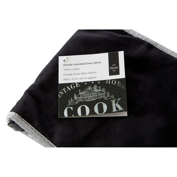 Vintage Black Cotton Double Oven Gloves Mitt