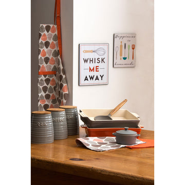 Set of 3 100% Cotton Assorted Orange Leaf Tea Towels